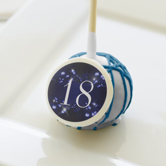 Teen's 18th Birthday Blue Black Sparkly Diamond Cake Pops (Front Insitu)