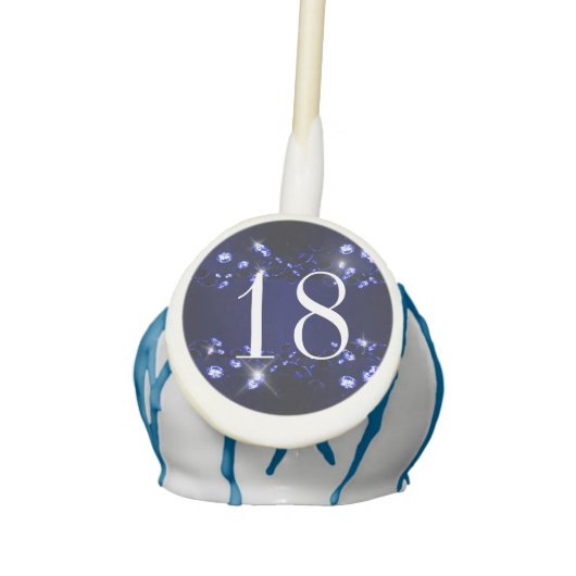 Teen's 18th Birthday Blue Black Sparkly Diamond Cake Pops (Front)