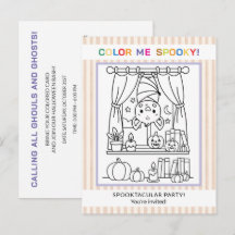 Teens & Adults Bat Halloween Coloring Invitation