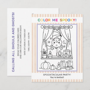 Teens & Adults Bat Halloween Coloring Invitation Postcard