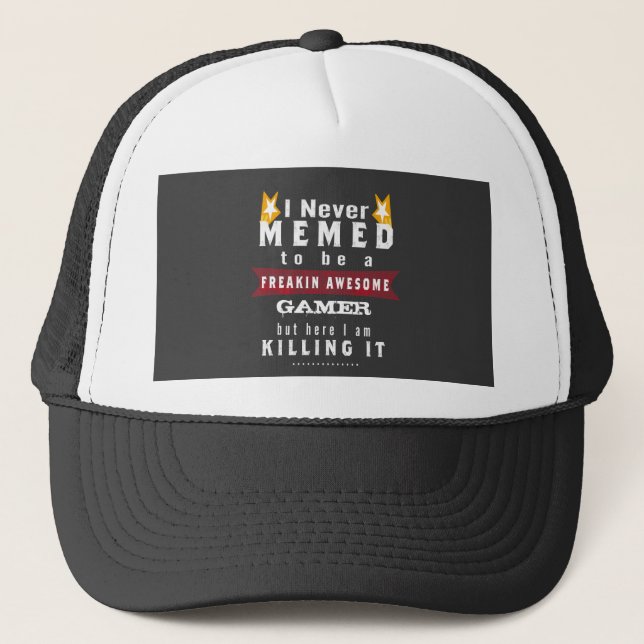 Teens Awesome Gamer Meme Funny Quote Trucker Hat (Front)