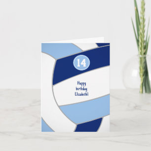 teens blue white volleyball birthday card