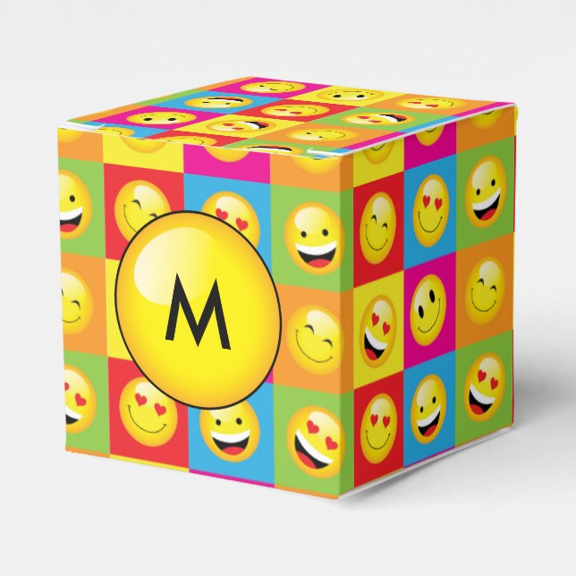 Teens Emoji Party Emoticon Faces Favor Boxes (Front Side)