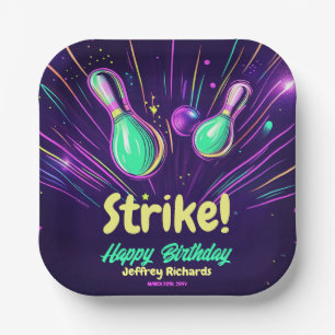 Teens Glow in the Dark Bowling Birthday Party Paper Plates