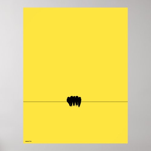 Teeny art poster yellow graphic birds on a wire 