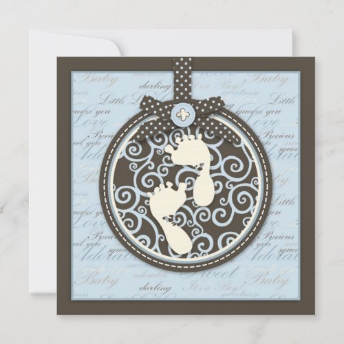 Teeny Toes BLU Invitation Square