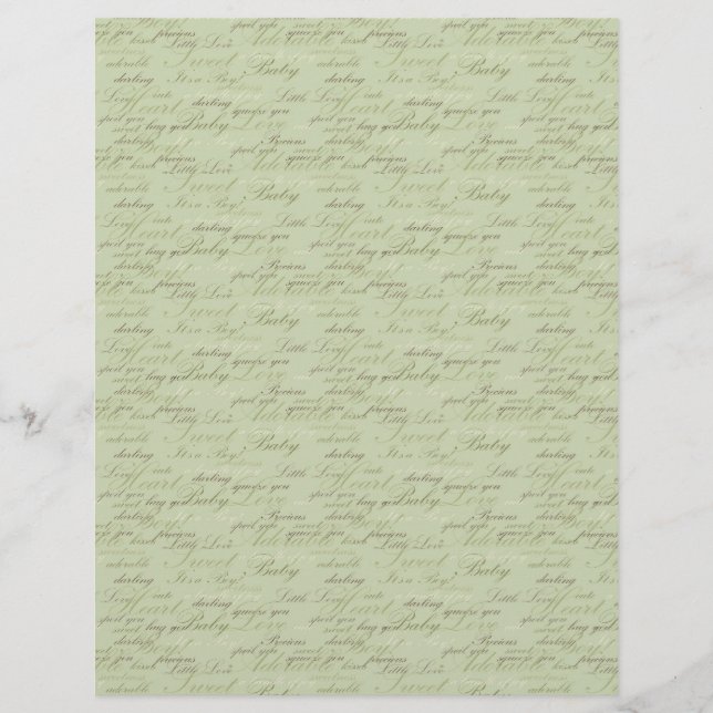 Teeny Toes GRN Dual Sided Scrapbook Paper (Front)