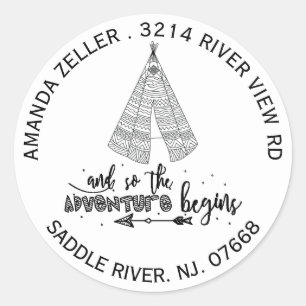 Teepee Adventure Baby Shower Return Address Label