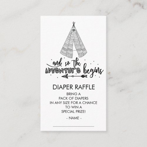 Teepee Adventure begins Baby Shower Diaper Ticket Enclosure Card