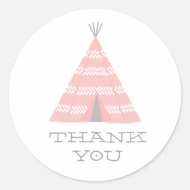 Teepee Birthday Party Thank You Sticker | Zazzle