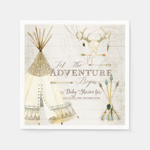 Teepee Boho Tribal Deer Antler Boy Baby Shower Napkins