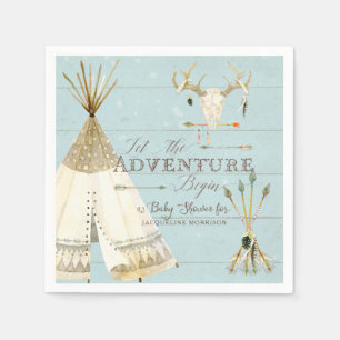 Teepee Boho Tribal Deer Arrows Boy Baby Shower Paper Napkins