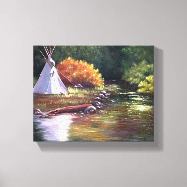 TeePee by the River Canvas Print (Front)