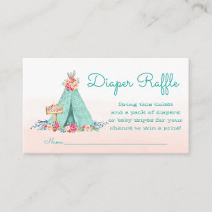 Teepee Diaper Raffle Tickets Enclosure Card