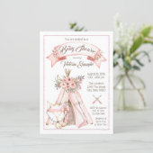 TeePee Fox Girl Tribal Baby Shower Invitations (Standing Front)