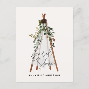 Teepee modern foliage bohemian backyard stylish invitation postcard