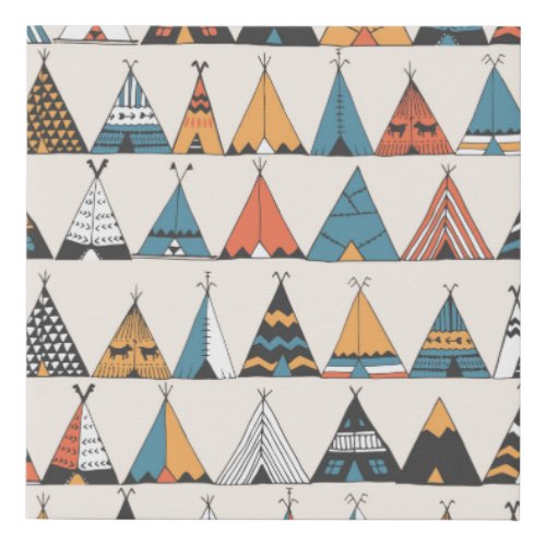 Teepee pattern Wigwam native american summer tent Faux Canvas Print