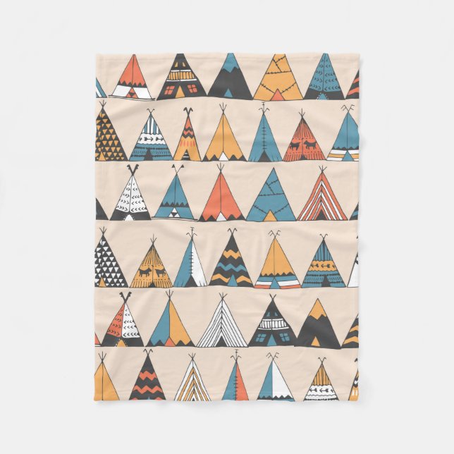 Teepee pattern. Wigwam native american summer tent Fleece Blanket (Front)