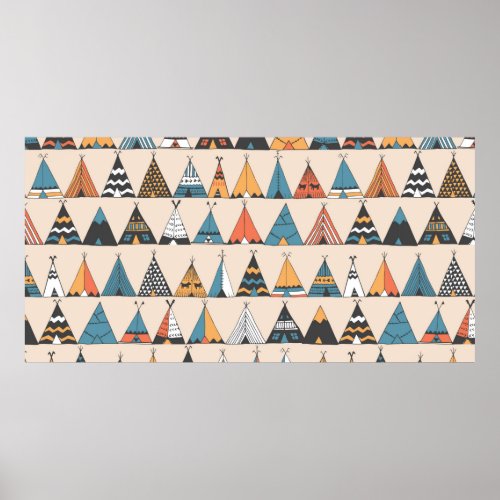 Teepee pattern Wigwam native american summer tent Poster