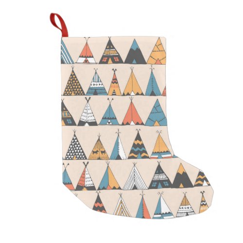 Teepee pattern Wigwam native american summer tent Small Christmas Stocking