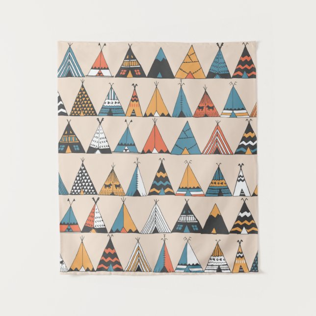 Teepee pattern. Wigwam native american summer tent Tapestry (Front)