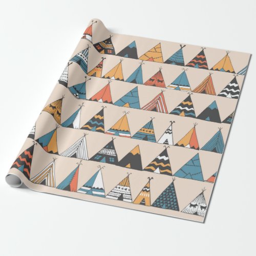 Teepee pattern Wigwam native american summer tent Wrapping Paper