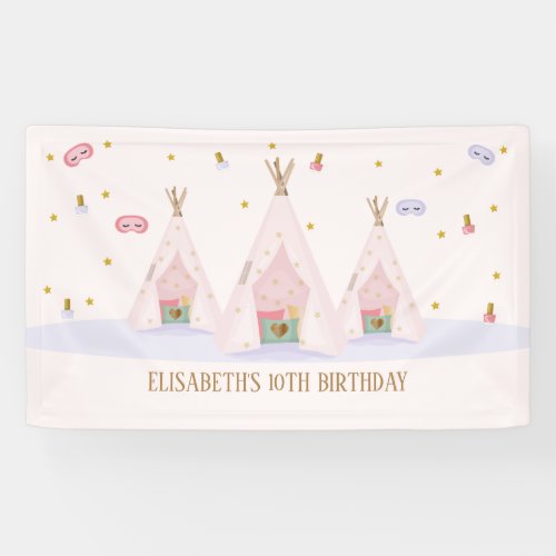 Teepee Spa Birthday Party Banner
