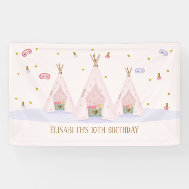 Teepee Spa Birthday Party Banner (Horizontal)