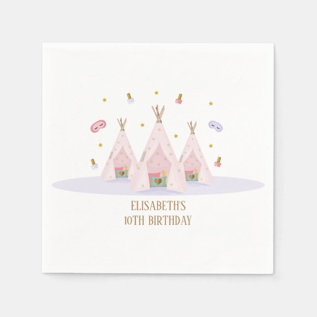 Teepee Spa Birthday Party Napkins (Front)