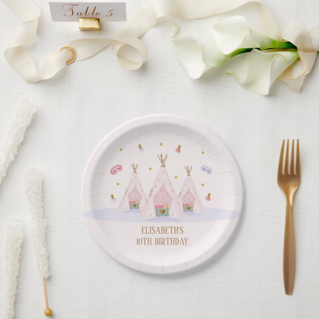 Teepee Spa Birthday Party Paper Plates (Wedding)