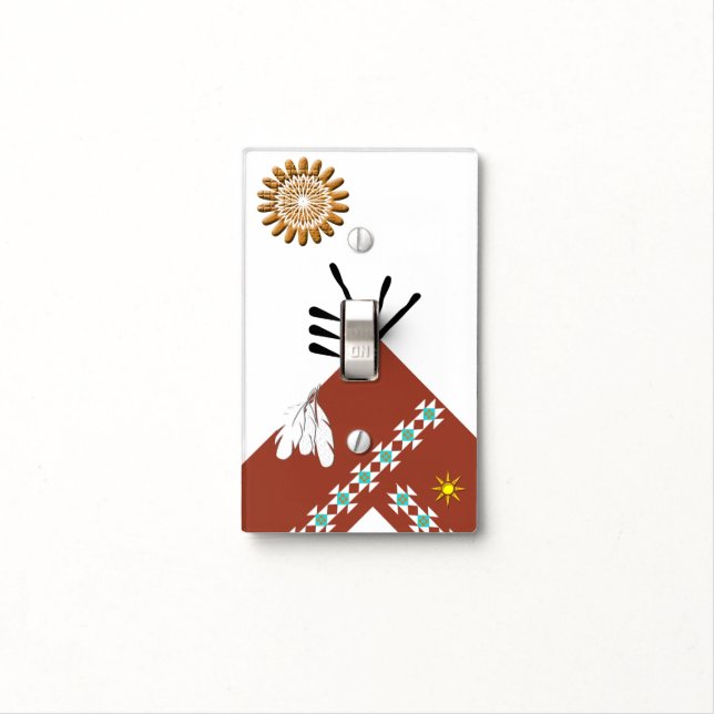 TeePee sun and feathers Light Switch Cover (In Situ)