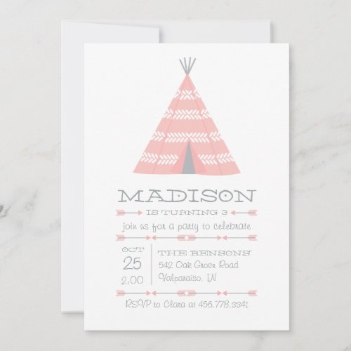 TeePee Tent Birthday Party Invite for Kids