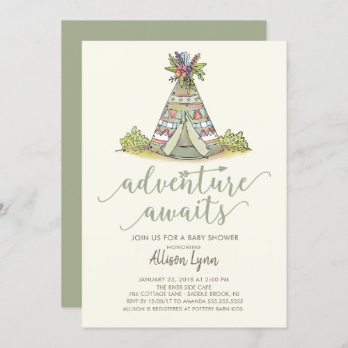 Teepee Tribal Baby Shower Invitation