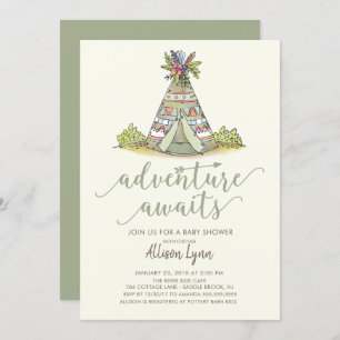Teepee Tribal Baby Shower Invitation