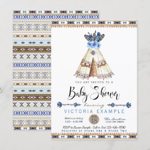 Teepee Tribal Baby Shower Invitations
