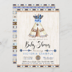 Teepee Tribal Boys Baby Shower Invitations