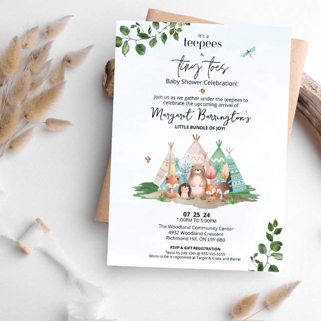 Teepees and Tiny Toes Baby Shower Invitation (Creator Uploaded)