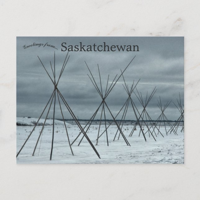 Teepees Leading up to Wanuskewin Saskatchewan Postcard (Front)
