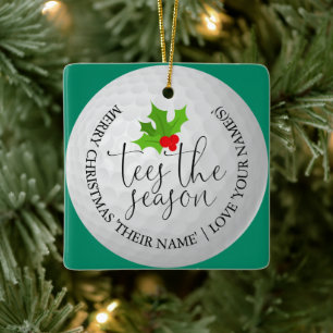 Tees The Season Fun Golfer Christmas Golf Gift Ceramic Ornament
