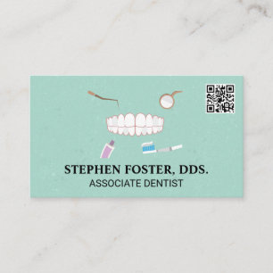 Teeth and Dental Tools QR Code Business Card