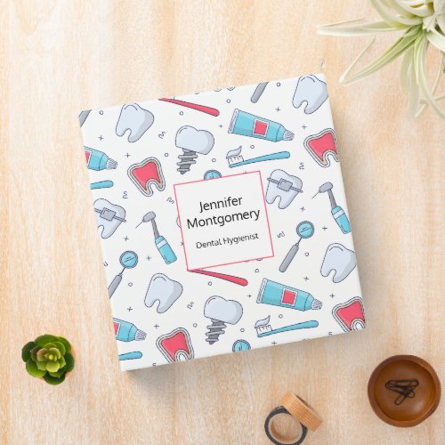 Teeth and Tools Dental Pattern 3 Ring Binder