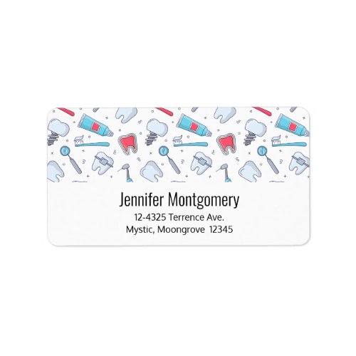  Teeth and Tools Dental Pattern Address Label