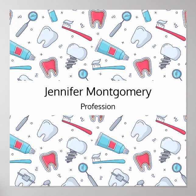 Teeth and Tools Dental Pattern Business Poster (Front)