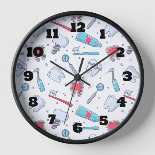 Teeth and Tools Dental Pattern Clock