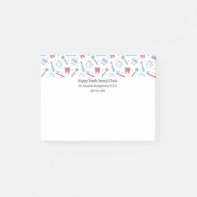 Teeth and Tools Dental Pattern Dentist Post-it Notes (Front)