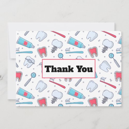 Teeth and Tools Dental Pattern Dentist Thank You Card