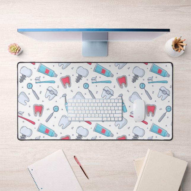 Teeth and Tools Dental Pattern Desk Mat (Office 1)