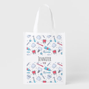 Teeth and Tools Dental Pattern Grocery Bag