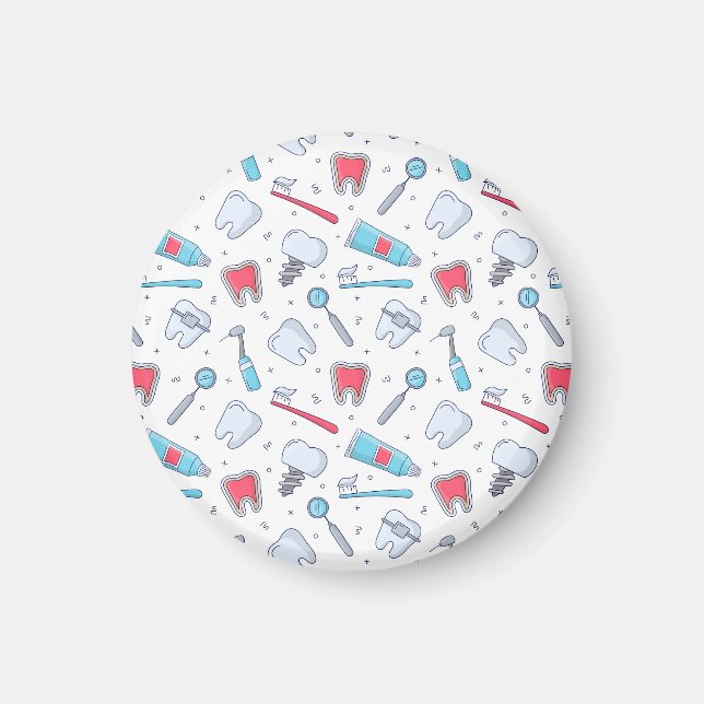 Teeth and Tools Dental Pattern Magnet (Front)