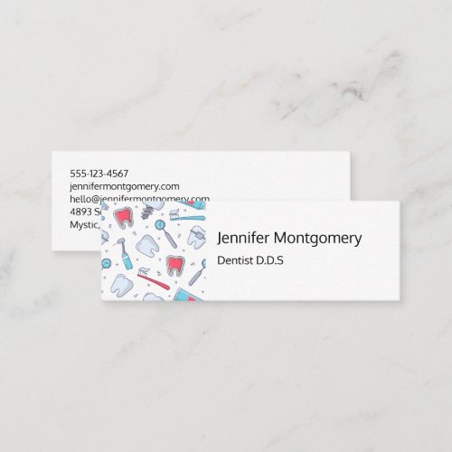 Teeth and Tools Dental Pattern Mini Business Card